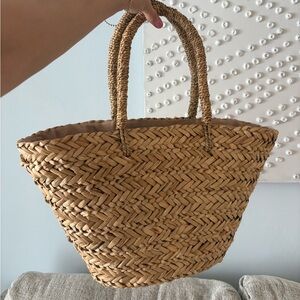 Stylish Tan straw Woven Tote Bag